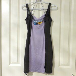 DC comics Wonder Woman dark gray/light purple colour block mini dress